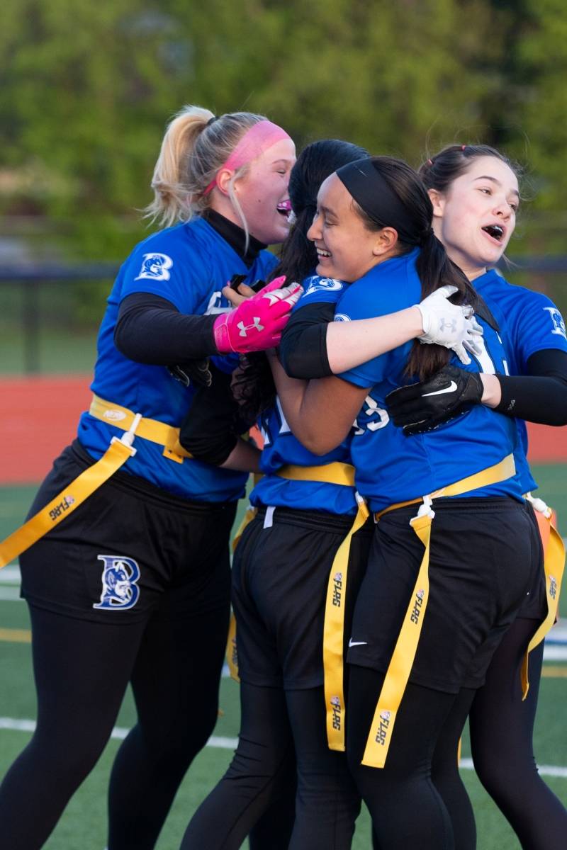 Celebration after first touchdown. Photo by Steve Ognibene